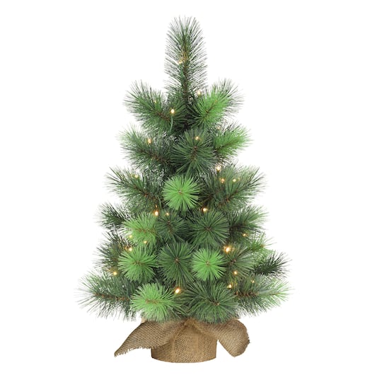 6 Pack: 2ft. Pre-Lit Artificial Christmas Tree in Burlap Base, Warm White LED Lights
